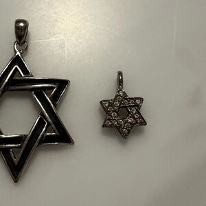 Silver Star of David Pendant- pendant on right only